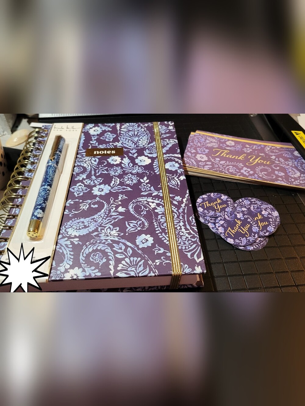Nicole Miller Notebook With 24 Hand Made Thank You Cards And Stickers & A Pen!